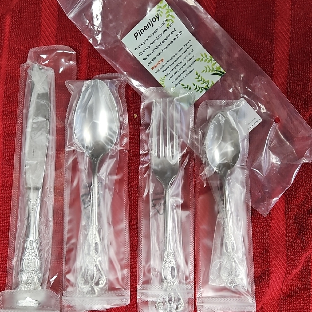 Silver Cutlery Set, 1 Each Knife, Tea Spoon, Table Spoon, Fork, New, Not Opened